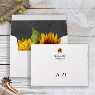 Sunflower elegant rustic fall trendy wedding envelope