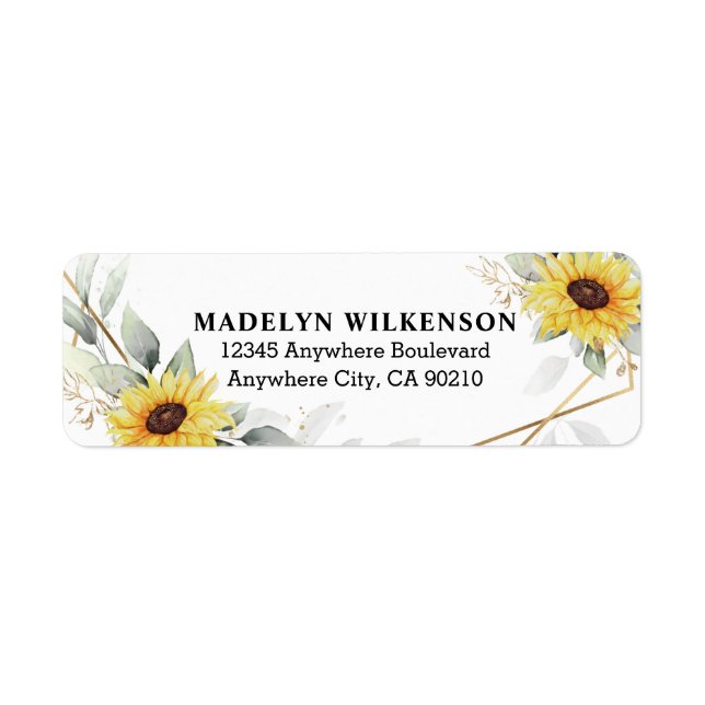 Sunflower Elegant Rustic Geometric Gold Wedding (Front)