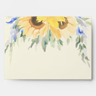 Sunflower Elegant Watercolor Wedding Envelope