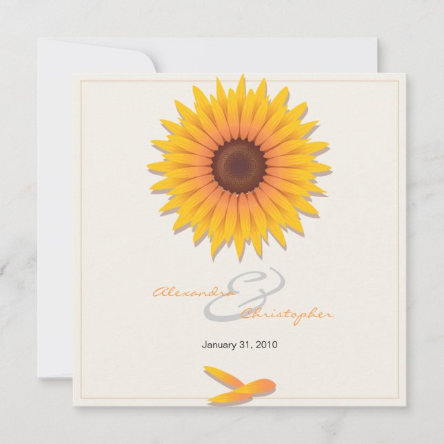 Sunflower Elegant Wedding Invitation Announcement (Front)