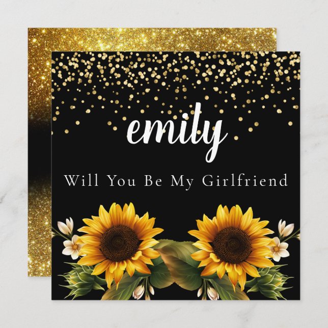 Sunflower Elegant Will You Be My Girlfriend Card (Front/Back)