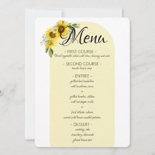 Sunflower elegant yellow arch wedding menu
