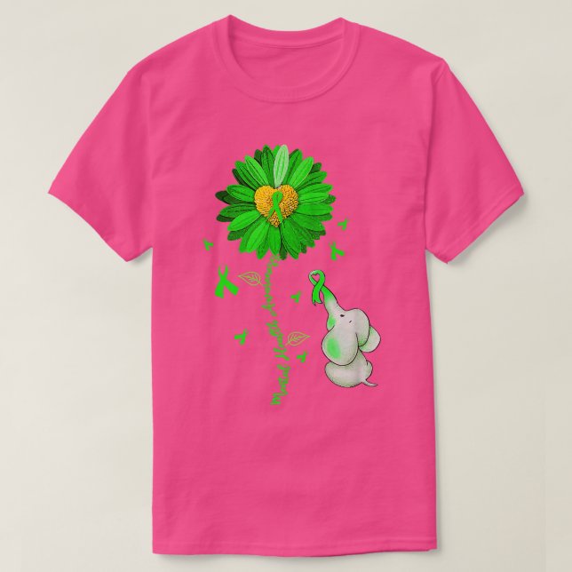 Sunflower Elephan Outfit Spread Mental Health Awar T-Shirt (Design Front)