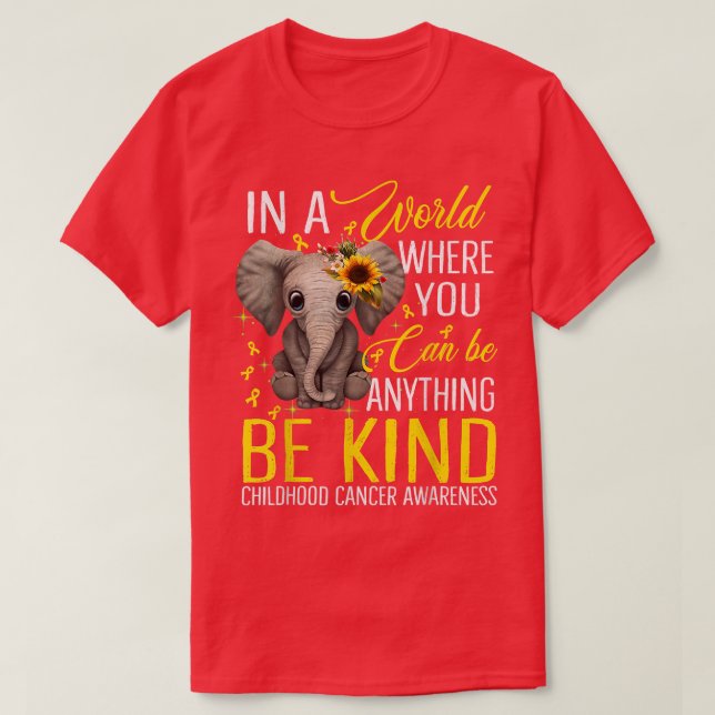 Sunflower Elephant Be Kind Childhood Cancer Awaren T-Shirt (Design Front)