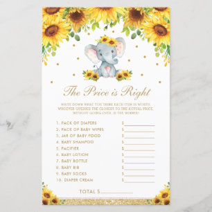 Sunflower Elephant The Price Is Right Shower Game