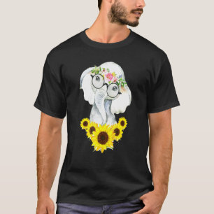 Sunflower Elephant With A Garland In Head And Glas T-Shirt