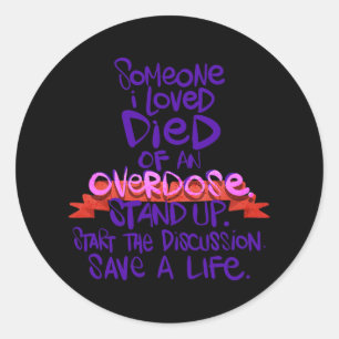 Sunflower Elephants Overdose Awareness Purple Ribb Classic Round Sticker