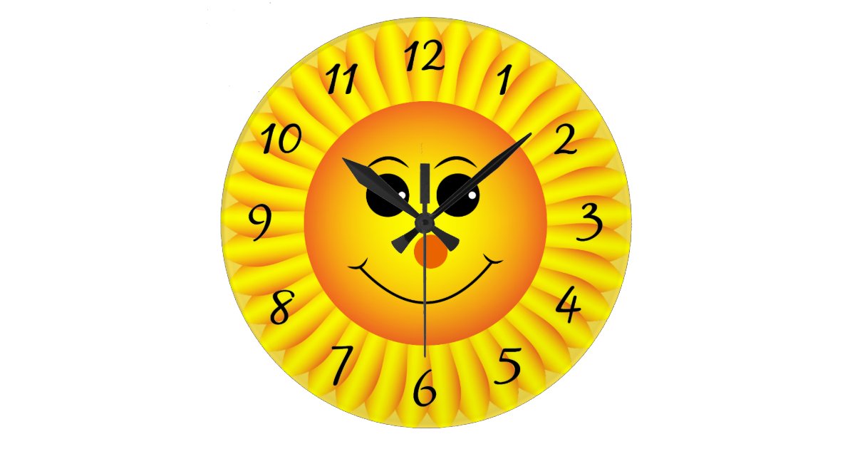 Sunflower Emoji Face Large Clock | Zazzle.co.uk