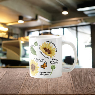 Sunflower Empowerment Gift, Positive Self Care Coffee Mug