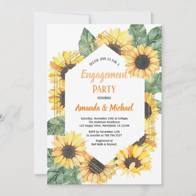 Sunflower Engagement Party Invitation (Front)