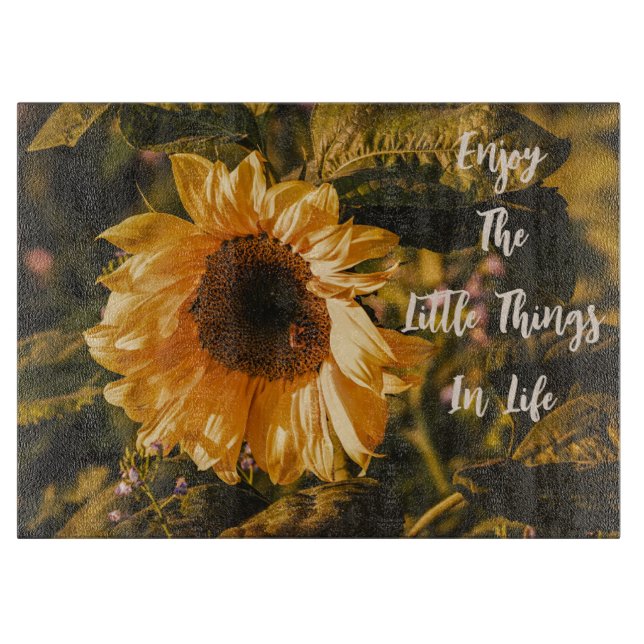 Sunflower Enjoy Little Things Glass Cutting Board  (Front)