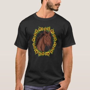 Sunflower Equestrian Horse Riding Floral Yellow Fl T-Shirt