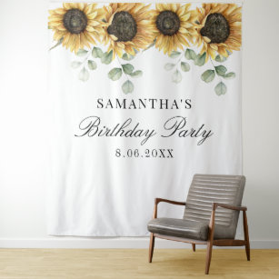 Sunflower Eucalyptus 60th Birthday Party Tapestry
