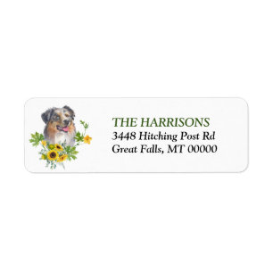Sunflower Eucalyptus Australian Shepherd Dog Label