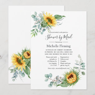 Sunflower Eucalyptus Baby or Bridal Shower by Mail Invitation