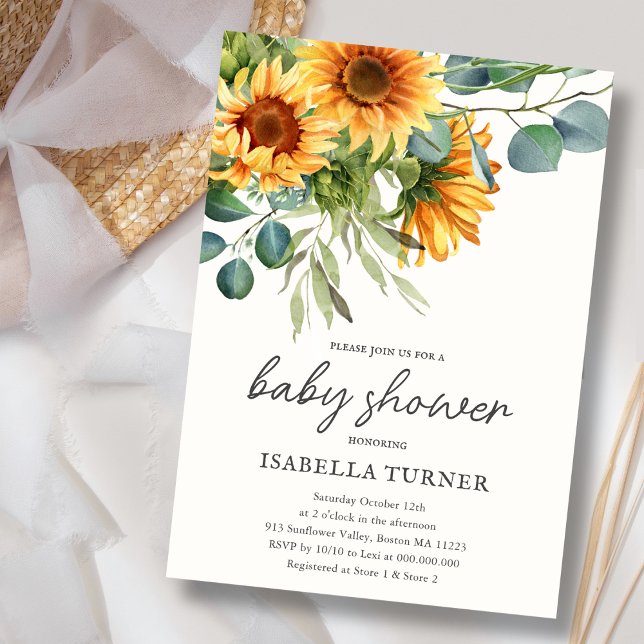 Sunflower & Eucalyptus Baby Shower Invitation (Creator Uploaded)