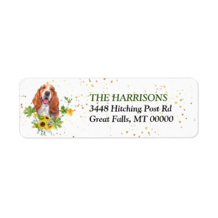 Sunflower Eucalyptus Basset Hound Return Address