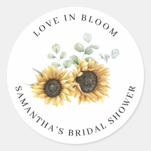 Sunflower Eucalyptus Bloom Bridal Shower Classic Round Sticker