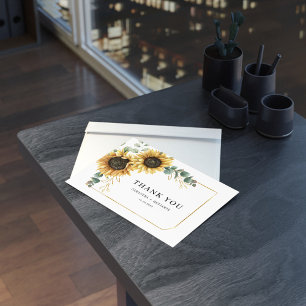 Sunflower Eucalyptus Botanical Wedding Thank You Card