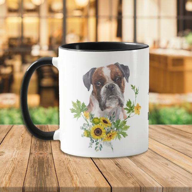 Sunflower Eucalyptus Boxer Dog Mug (Creator Uploaded)