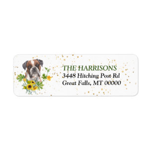 Sunflower Eucalyptus Boxer Dog Return Address