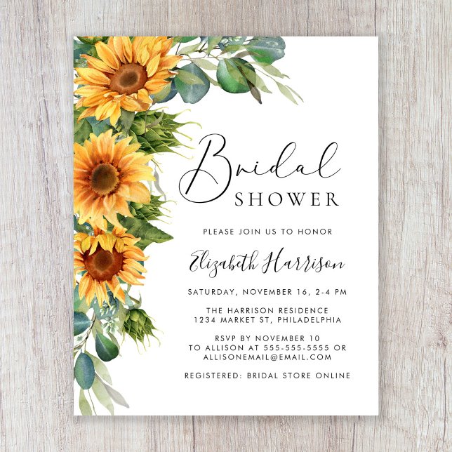 Sunflower Eucalyptus Bridal Shower Invitation (Creator Uploaded)