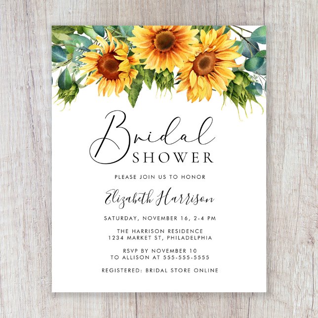 Sunflower Eucalyptus Bridal Shower Invitation (Creator Uploaded)