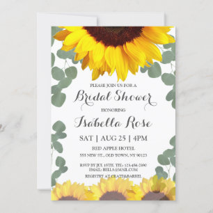 Sunflower Eucalyptus Bridal Shower Invitations