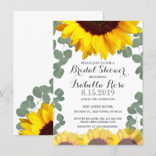 Sunflower Eucalyptus Bridal Shower Invitations