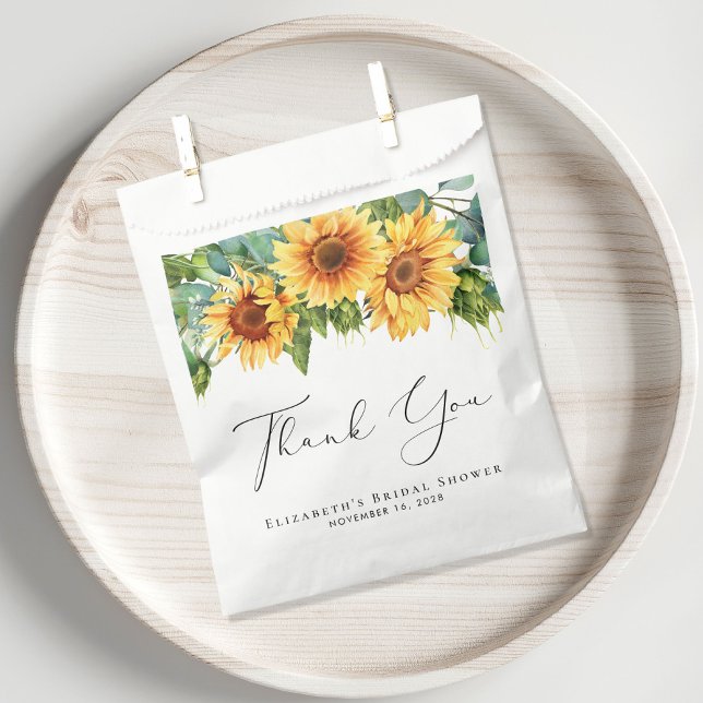 Sunflower Eucalyptus Bridal Shower Thank You Favour Bags (Creator Uploaded)