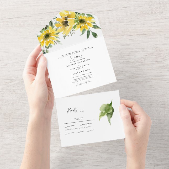 Sunflower Eucalyptus Bride Parents Wedding All In One Invitation (Tearaway)