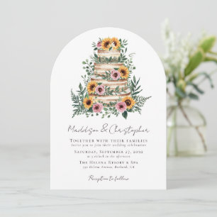 Sunflower Eucalyptus Cake Wedding Invitation
