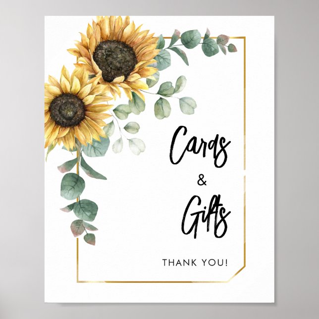 Sunflower Eucalyptus Cards and Gifts Bridal Shower Poster (Front)