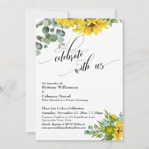 Sunflower Eucalyptus Celebrate with Us Reception Invitation