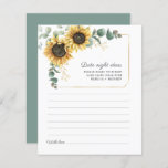 Sunflower Eucalyptus Date Night Ideas Card<br><div class="desc">Budget Sunflower Eucalyptus Floral wedding date night ideas cards. Create a modern Sunflower Floral Bridal Shower date night ideas card with this cute template featuring beautiful rustic floral bouquet with modern simple typography. TIP: Matching wedding suite cards like RSVP, wedding programs, banners, tapestry, gift tags, signs, and other wedding keepsakes...</div>