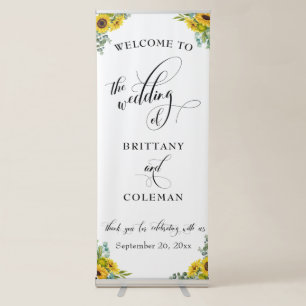 Sunflower Eucalyptus Elegant Wedding Welcome Sign