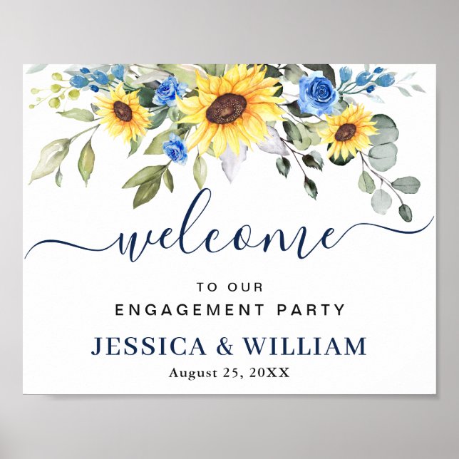 Sunflower Eucalyptus ENGAGEMENT PARTY Welcome Sign (Front)