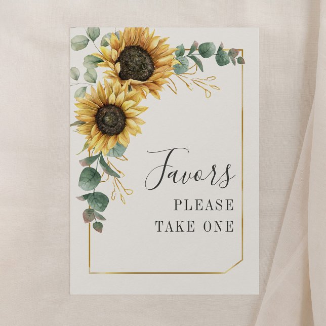 Sunflower Eucalyptus Favours Wedding Sign Card (Creator Uploaded)