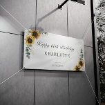 Sunflower Eucalyptus Floral 60th Birthday  Banner<br><div class="desc">Botanical watercolor eucalyptus and sunflowers foliage perfect for your birthday party,  engagement,  and anniversaries. Customise adding your party details,  and the background by clicking the "Personalise" button</div>