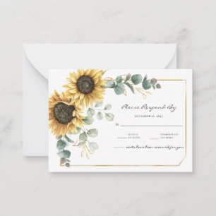 Sunflower Eucalyptus Floral Botanical RSVP Card