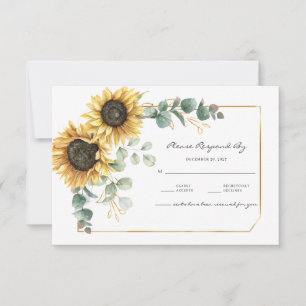 Sunflower Eucalyptus Floral Botanical RSVP Card
