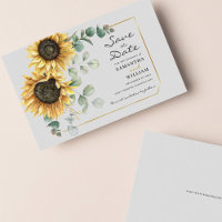 Sunflower Eucalyptus Floral Botanical Save Date