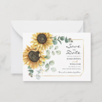 Sunflower Eucalyptus Floral Botanical Save Date