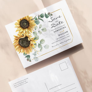 Sunflower Eucalyptus Floral Botanical Save The Dat Announcement Postcard