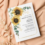 Sunflower Eucalyptus Floral Bridal Shower Invitation<br><div class="desc">Create a modern Sunflower Floral Bridal Shower invitation card with this cute template featuring beautiful rustic floral bouquet with modern simple typography. TIP: Matching wedding suite cards like RSVP, wedding programs, banners, tapestry, gift tags, signs, and other wedding keepsakes and goodies are available in the collection below featuring this design....</div>