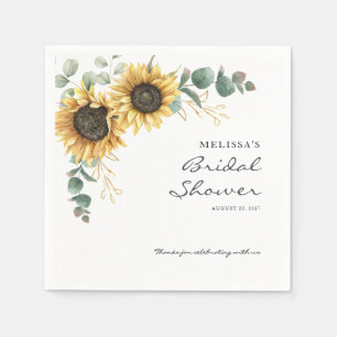 Sunflower Eucalyptus Floral Bridal Shower Paper Napkin