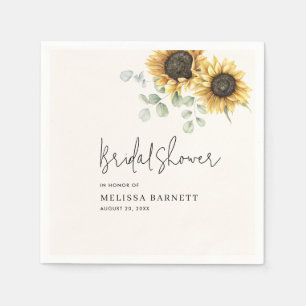 Sunflower Eucalyptus Floral Bridal Shower Paper Napkin