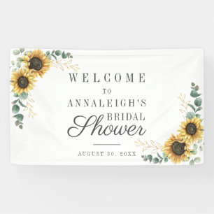 Sunflower Eucalyptus Floral Rustic Bridal Shower Banner
