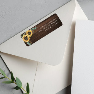 Sunflower Eucalyptus Floral Rustic Return Address