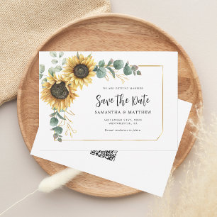 Sunflower Eucalyptus Floral Website QR Code Save The Date